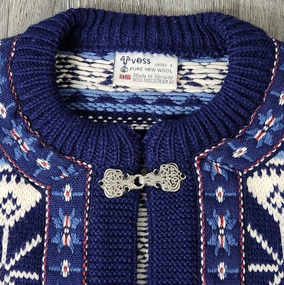 Vintage Voss Norwegian New Wool Unisex Fair Isle Sweater - Picture 8 of 10